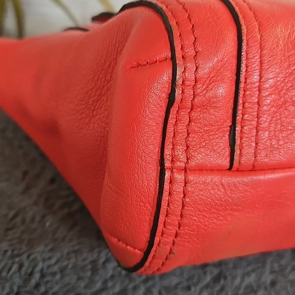 Coach Coral-Red Leather Clutch